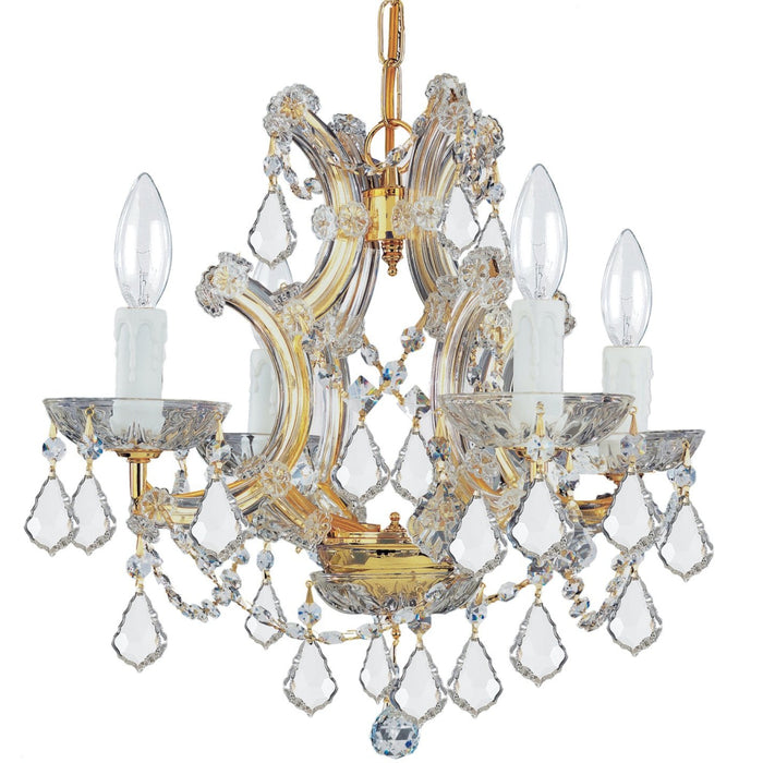 Maria Theresa 4 Light Clear Crystal Gold Mini Chandelier - Chandeliers