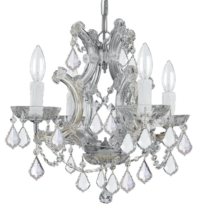 Maria Theresa 4 Light Clear Italian Crystal Polished Chrome Mini Chandelier - Chandeliers