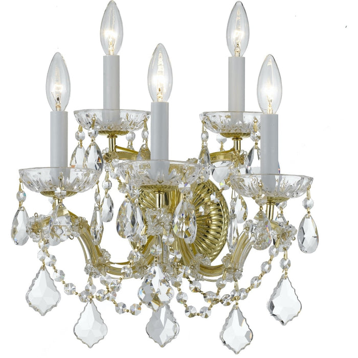Maria Theresa 5 Light Clear Crystal Gold Sconce - Wall Sconce