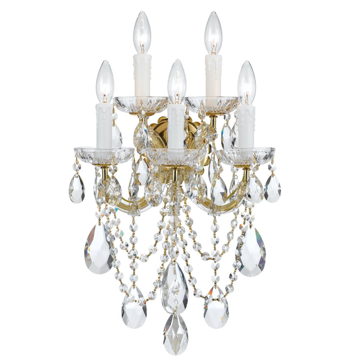 Maria Theresa 5 Light Clear Crystal Gold Sconce - Wall Sconce