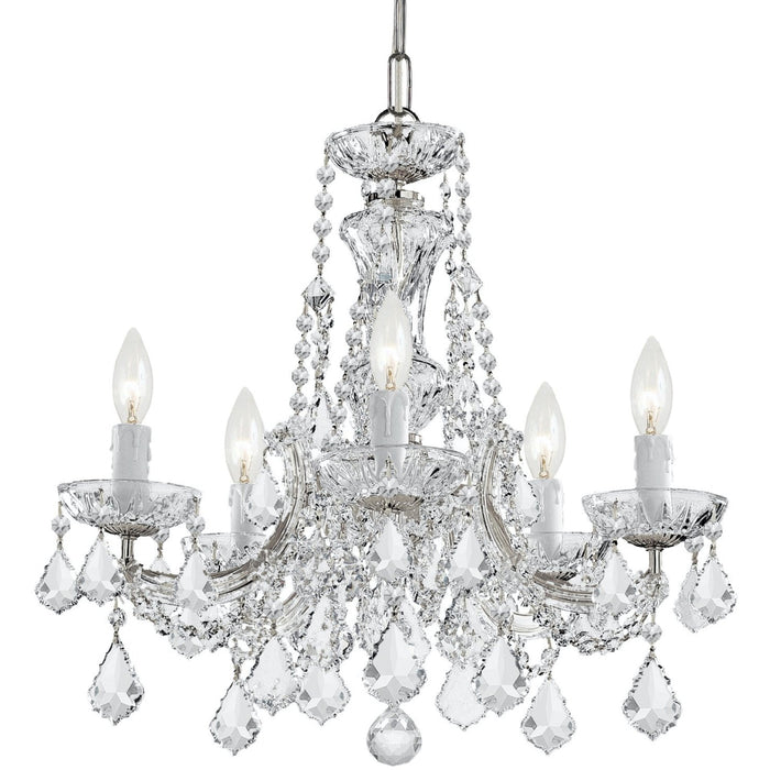 Maria Theresa 5 Light Clear Crystal Polished Chrome Mini Chandelier - Chandeliers