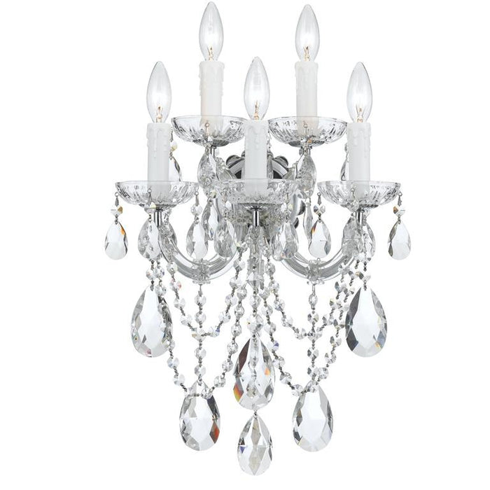 Maria Theresa 5 Light Clear Crystal Polished Chrome Sconce - Wall Sconce