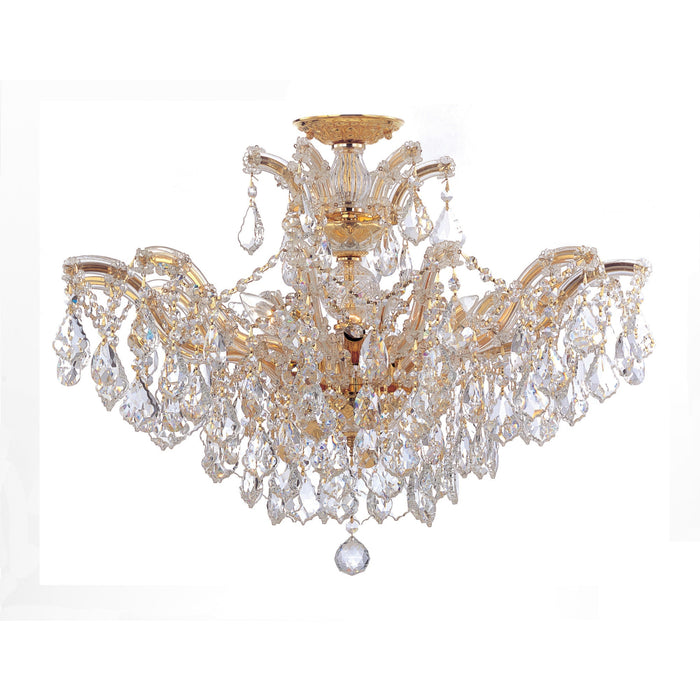 Maria Theresa 6 Light Elements Crystal Gold Ceiling Mount - Semi-Flushmounts