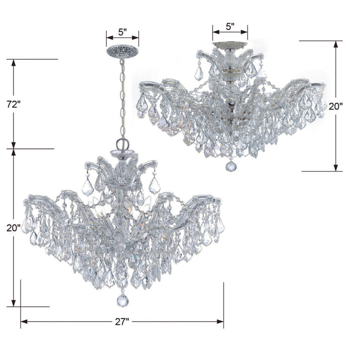Maria Theresa 6 Light Elements Crystal Polished Chrome Ceiling Mount - Semi-Flushmounts