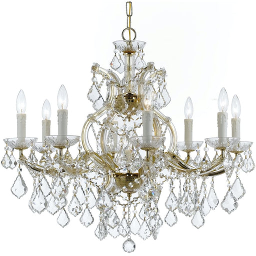 Maria Theresa 9 Light Clear Crystal Gold Chandelier - Chandeliers