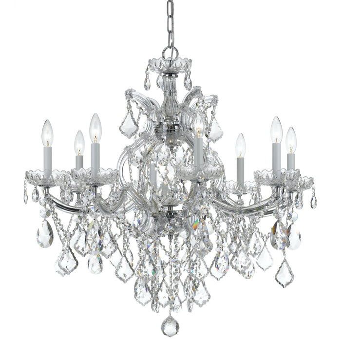 Maria Theresa 9 Light Clear Crystal Polished Chrome Chandelier - Chandeliers