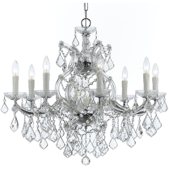 Maria Theresa 9 Light Clear Crystal Swarovski Strass Polished Chrome Chandelier - Chandeliers