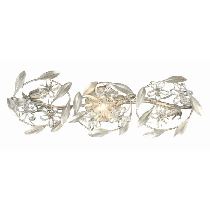 Marselle Antique Silver 3 Light Vanity Light Crystorama MSL-303-SA