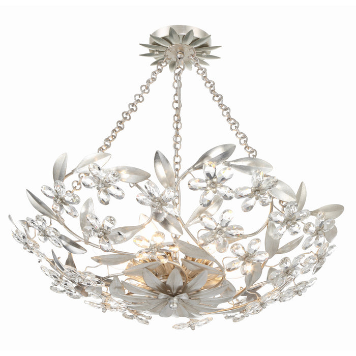 Marselle Antique Silver 6 Light Crystal Semi-Flushmount Crystorama MSL-306-SA_CEILING