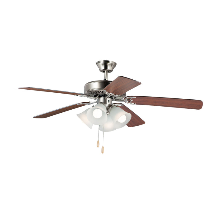 Maxim Basic Max Satin Nickel Walnut Pecan 4 Light LED Indoor Ceiling Fan 89907FTSNWP