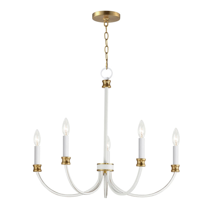 Maxim Charlton Weathered White Gold Leaf 5 Light Chandelier 11375WWTGL