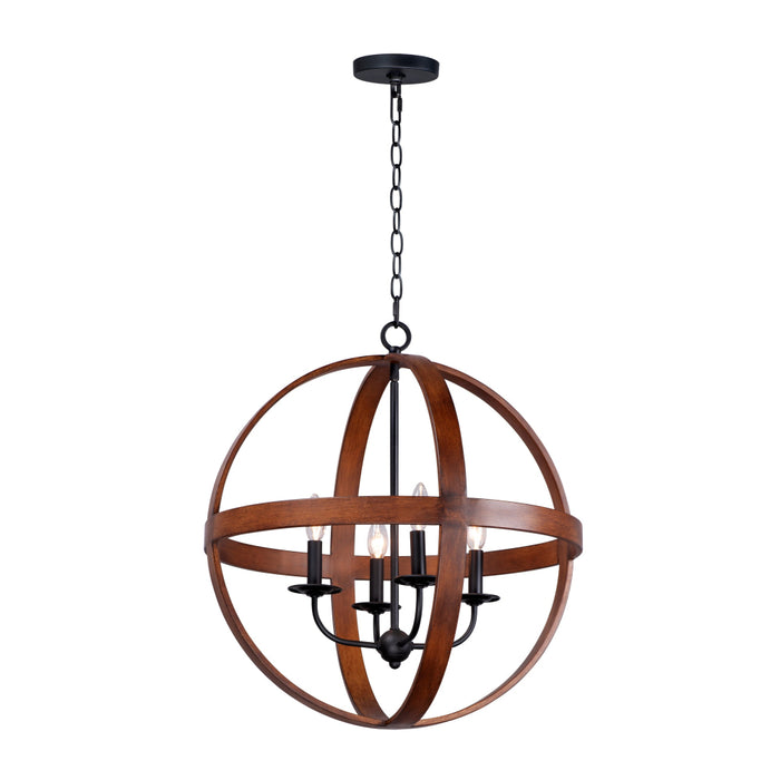 Maxim Compass Antique Pecan Black 4 Light Pendant 27574APBK
