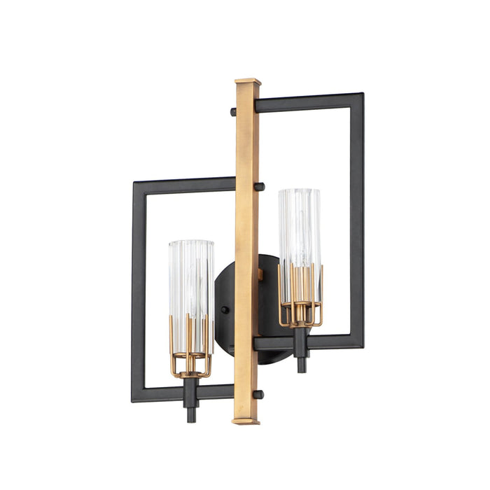 Maxim Flambeau Black Antique Brass 2 Light Wall Sconce 16112CLBKAB
