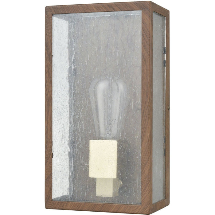 McKenzie Dark Wood Print Brushed Brass Outdoor Sconce - Outdoor Sconce