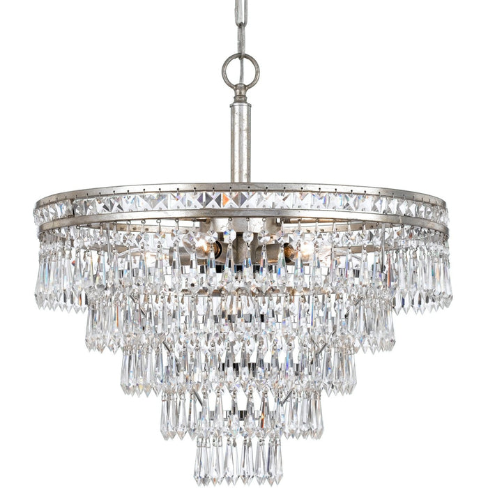 Mercer 6 Light Hand Cut Crystal Olde Silver Convertible Chandelier - Chandeliers