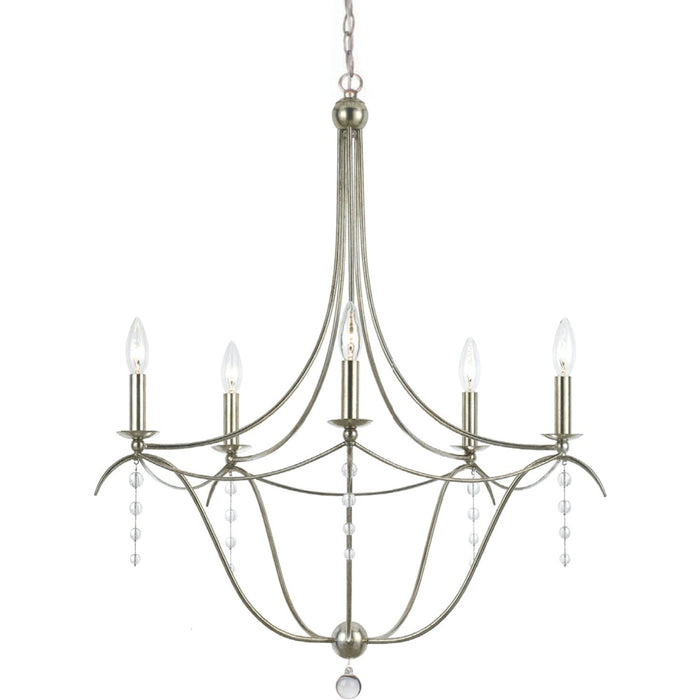 Metro 5 Light Crystal Antique Silver Chandelier - Chandeliers