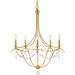 Metro 5 Light Crystal Beads Antique Gold Chandelier - Chandeliers