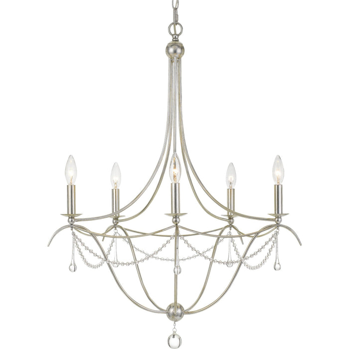 Metro 5 Light Crystal Beads Antique Silver Chandelier - Chandeliers