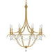 Metro 8 Light Crystal Beads Antique Gold Chandelier - Chandeliers