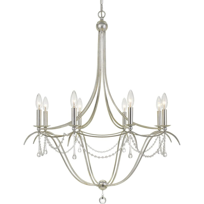 Metro 8 Light Crystal Beads Antique Silver Chandelier - Chandeliers