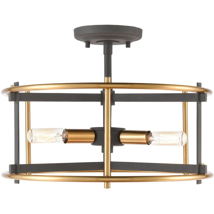 Millington Charcoal Brushed Brass Semi Flush Mount - Semi-Flushmounts