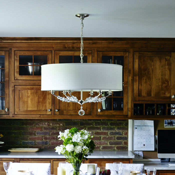 Mirage 6 Light Polished Nickel Drum Shade Chandelier - Chandeliers