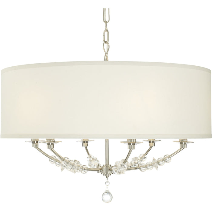 Mirage 6 Light Polished Nickel Drum Shade Chandelier - Chandeliers
