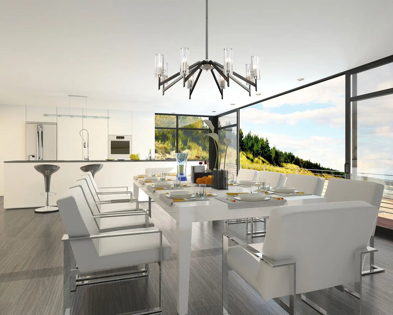 Modern dining room chandelier.