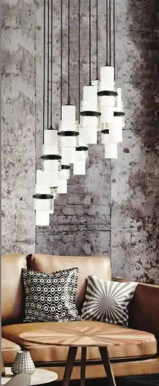 Modern tiered pendant lighting.