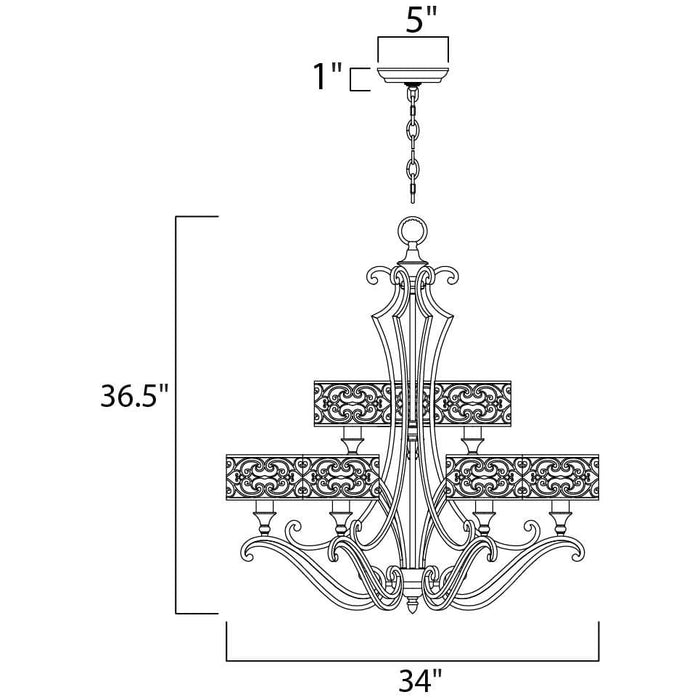 Mondrian Umber Bronze Chandelier - Chandeliers