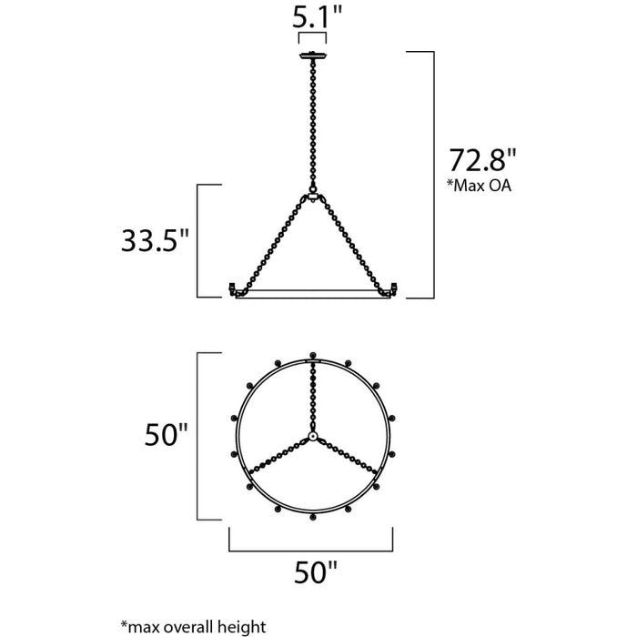 Noble Black / Natural Aged Brass Chandelier - Chandeliers