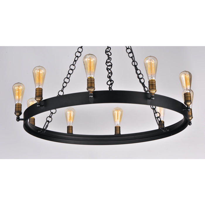 Noble Black / Natural Aged Brass Chandelier - Chandeliers
