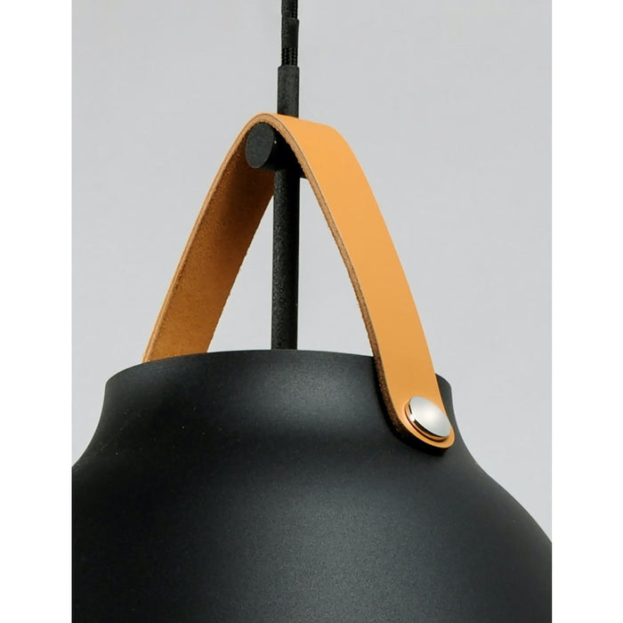 Nordic Tan Leather / Black Single Pendant - Pendants