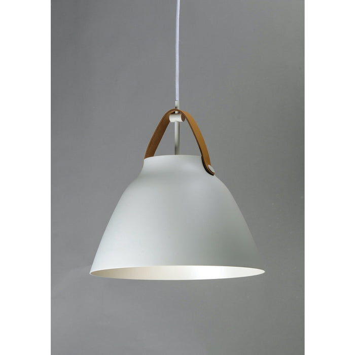 Nordic Tan Leather / White Single Pendant - Pendants