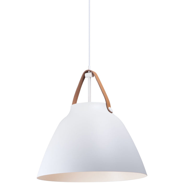 Nordic Tan Leather / White Single Pendant - Pendants