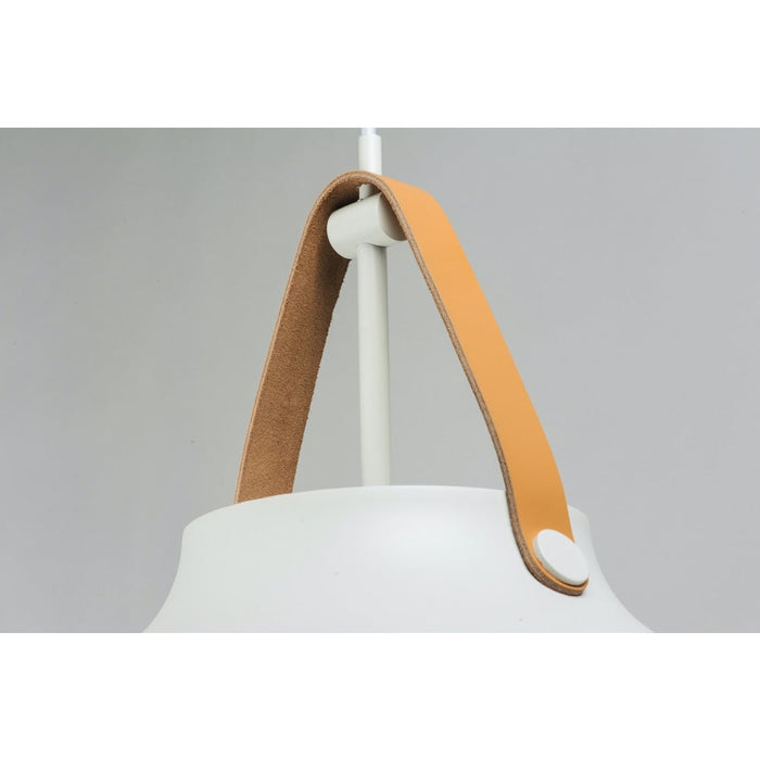 Nordic Tan Leather / White Single Pendant - Pendants