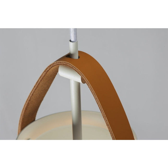 Nordic Tan Leather / White Single Pendant - Pendants