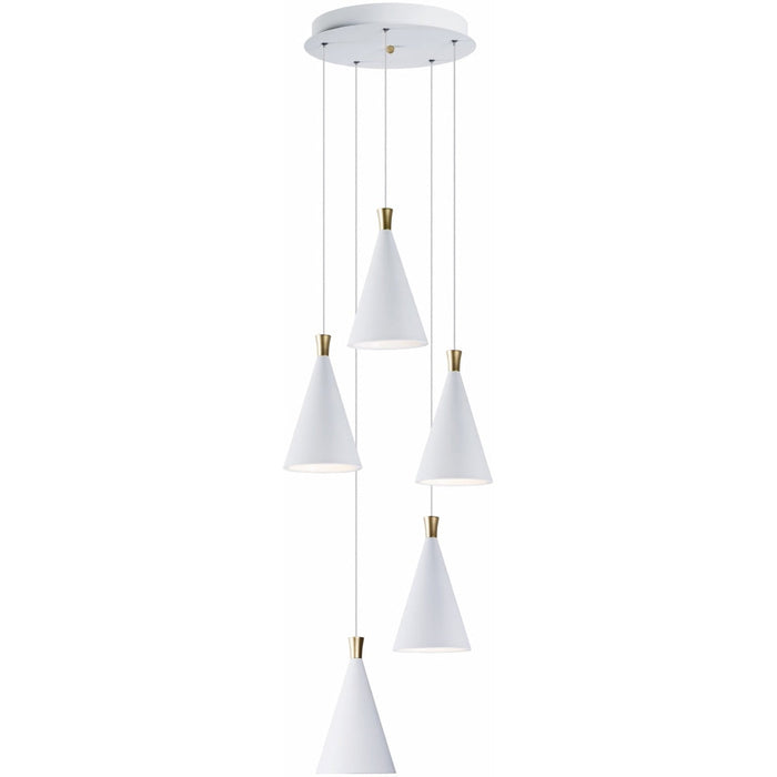 Norsk White / Metallic Gold LED Multi-Light Pendant - Pendants