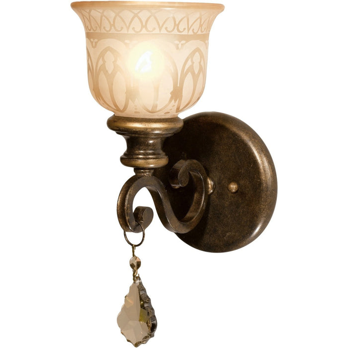 Norwalk 1 Light Golden Teak Crystal Bronze Umber Sconce - Wall Sconce