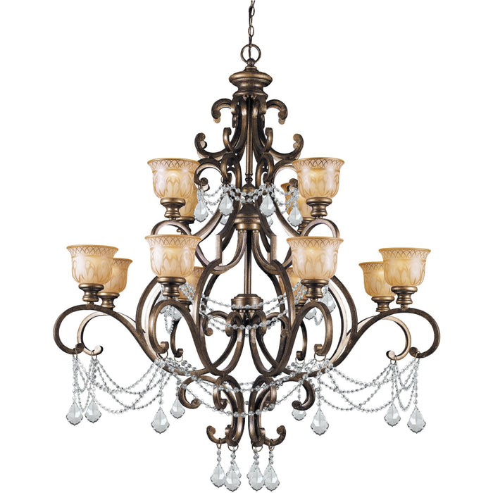 Norwalk 12 Light Clear Crystal Bronze Umber Chandelier - Chandeliers
