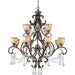 Norwalk 12 Light Clear Italian Crystal Bronze Umber Chandelier - Chandeliers