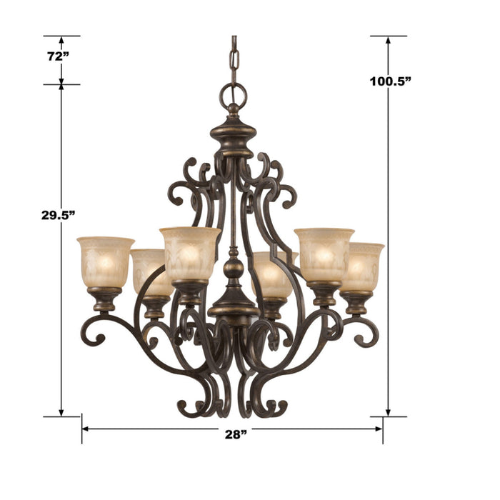Norwalk 6 Light Bronze Umber Chandelier - Chandeliers
