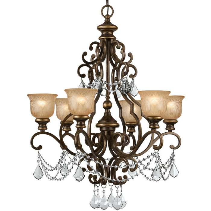 Norwalk 6 Light Clear Spectra Crystal Bronze Umber Chandelier - Chandeliers