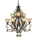 Norwalk 9 Light Golden Teak Crystal Bronze Umber Chandelier - Chandeliers