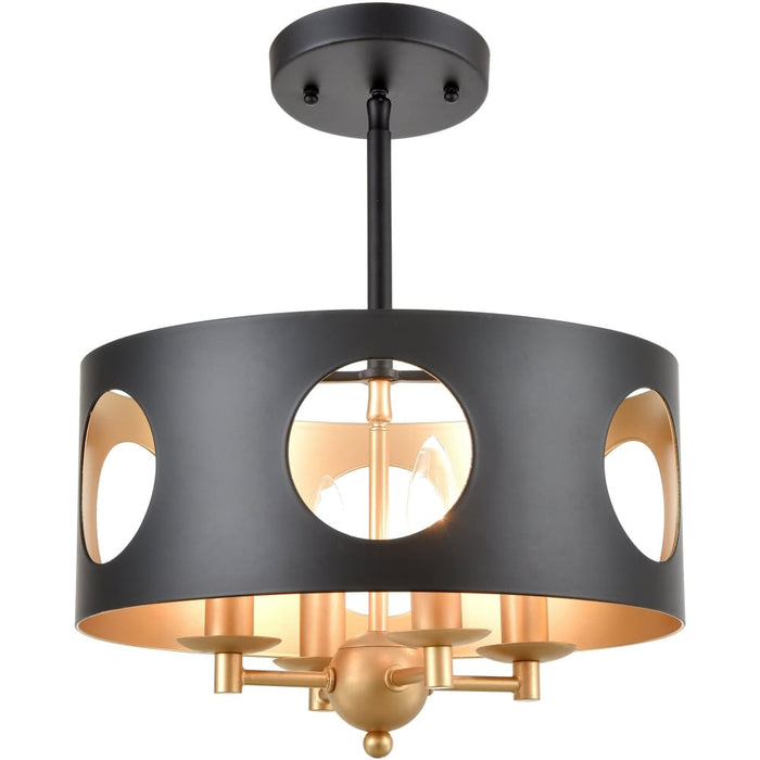 Odelle 4 Light Matte Black Antique Gold Ceiling Pendant - Pendants