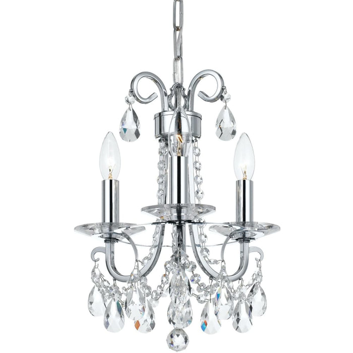 Othello 3 Light Clear Crystal Polished Chrome Mini Chandelier - Chandeliers
