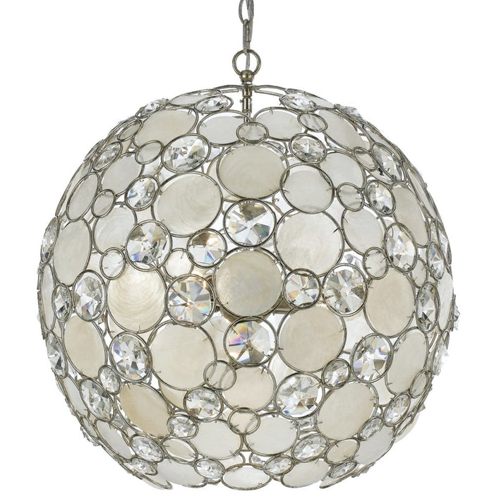 Palla 6 Light Antique Silver Sphere Chandelier - Chandeliers