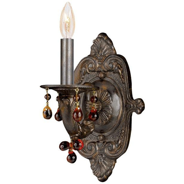 Paris Market 1 Light Amber Crystal Venetian Bronze Sconce - Wall Sconce