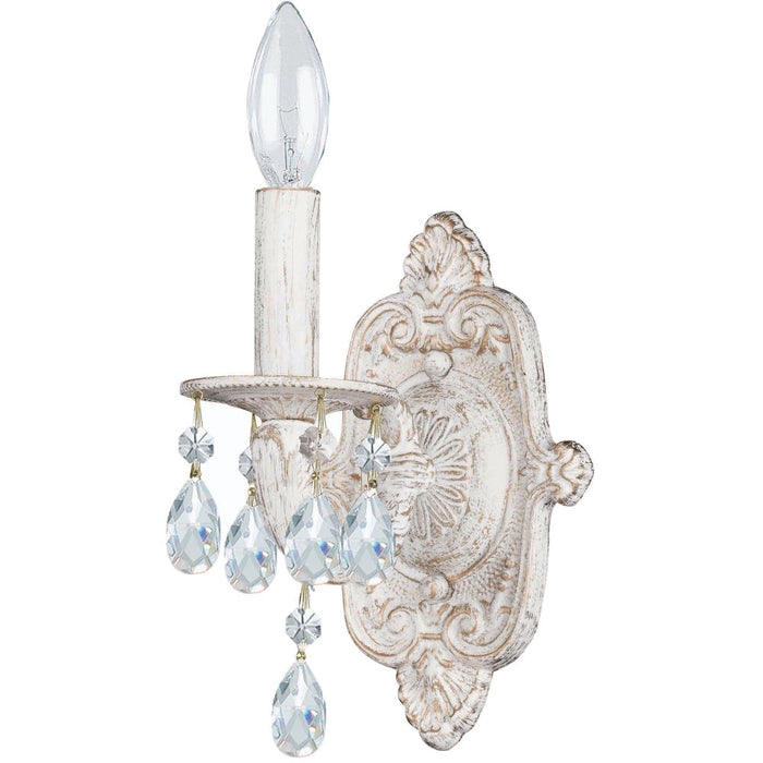 Paris Market 1 Light Clear Crystal Antique White Sconce - Wall Sconce