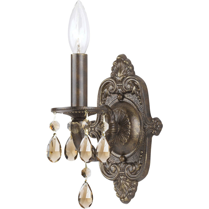 Paris Market 1 Light Golden Teak Crystal Venetian Bronze Sconce - Wall Sconce